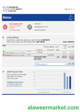 Al Ain Distribution Company utility business bill, page 4, SCR
